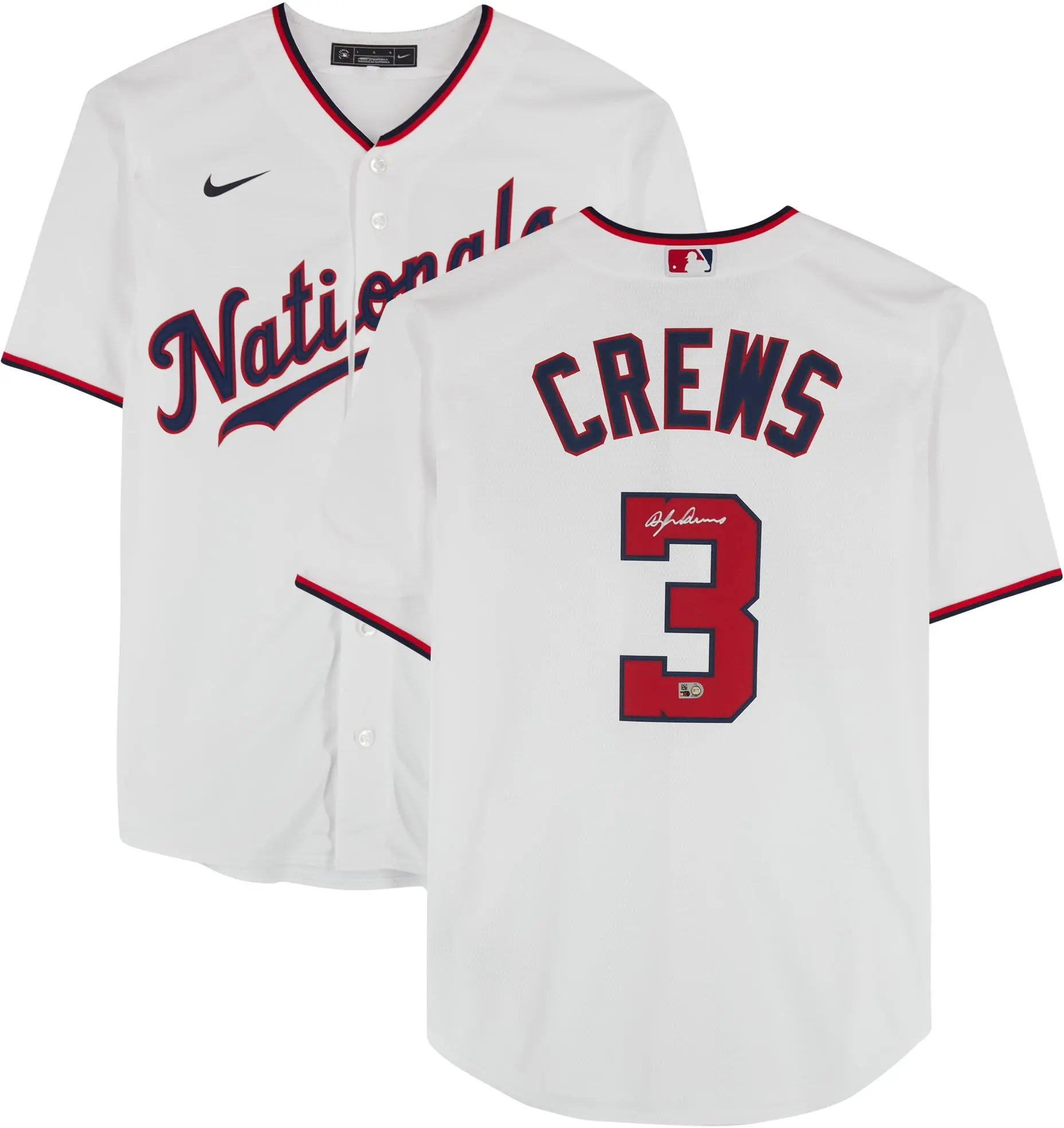 Dylan Crews Washington Nationals Autographed Nike White Replica Jersey - Fanatics Authentic Certified