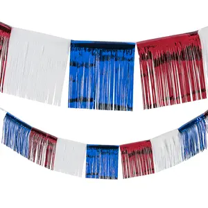 24 Ft. x 15"  Red, White & Blue Patriotic Fringe Foil Banner