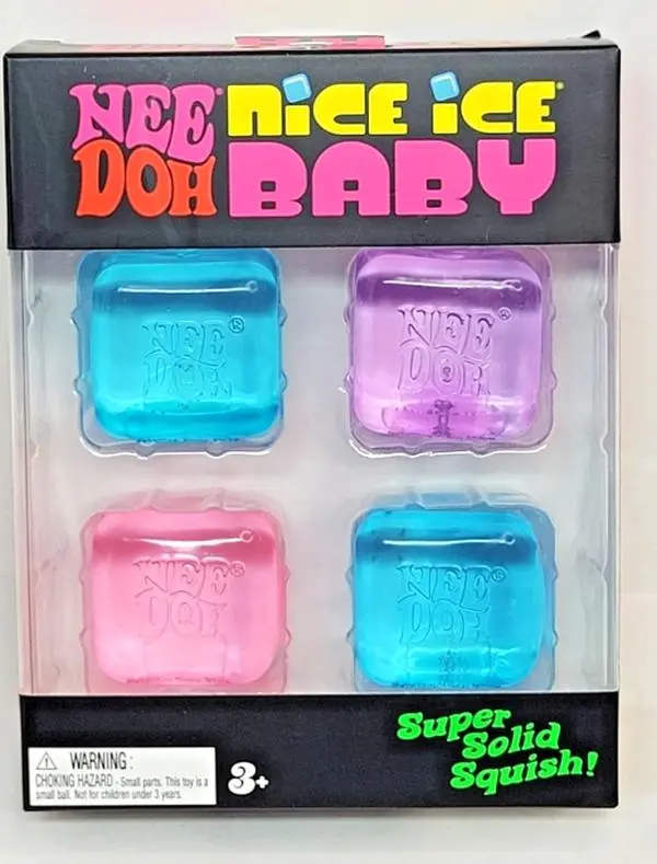 Nee Doh stress relievers options include Baby, Berg, Funky Pup, and Fuzz Flower power
