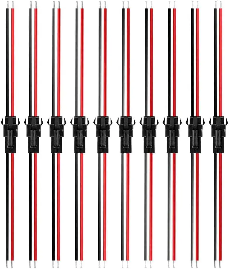 10 Pairs 2pin JST SM Female/Male Connectors 15cm 22AWG Wire for 5050 3528 5630 FCOB 3014 COB Single Color LED Strip Light