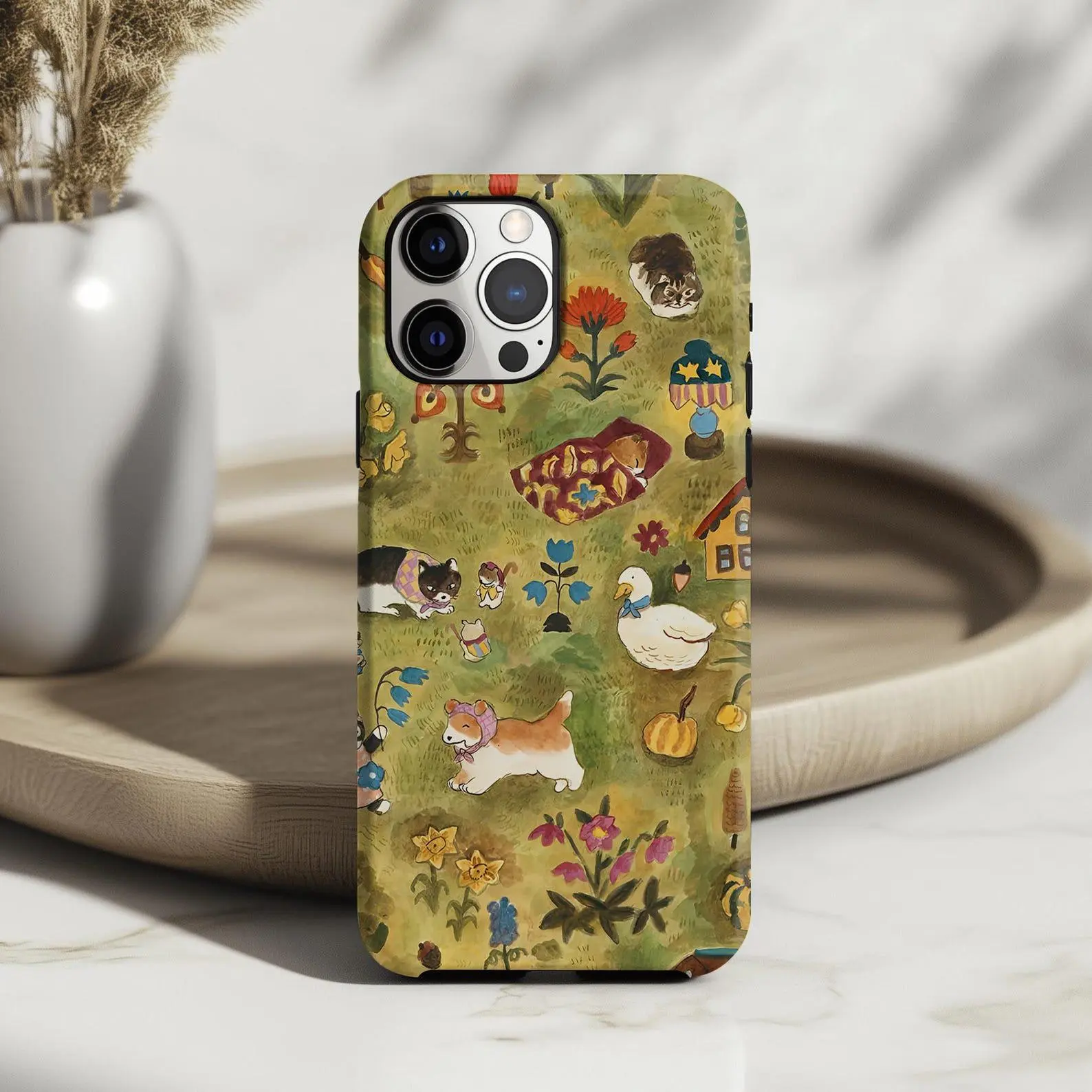 Whimsical Farm Animals Phone Case: Cute Duck Cottagecore Collage iPhone 17 16 15 14 13 12 Pro Max Plus Air MagSafe Google Samsung Galaxy S25