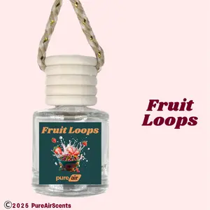 Fruit Loops Pure Air Scented Air Freshener Oil Diffuser - Hangable Glass Woody Design - Lasts 60+ Days - Fragrance Oil Diffuser