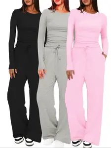 Women's 2-Piece/ 6-Piece Simple Solid Color Home Clothing Set, Comfortable Breathable Sleepwear, Soft Fabric, Casual Yoga Loungewear, Pajama Set, All Seasons