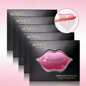 5pcs ALIVER Collagen Lip Mask, nourishes, hydrates, and moisturizes, reduces dryness, diminishes lip lines, lip care, and makes a great holiday gift.