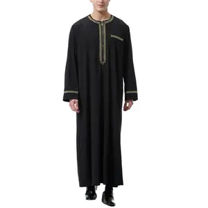Fashion Muslim Middle East Arab Robe Men 2026 Long Sleeve Polyester Fiber Loose Fit All Seasons Youth XS-3XL