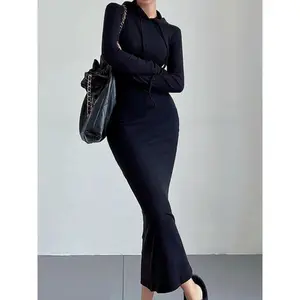 Drop Shoulder Drawstring Hooded Dress