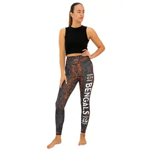Zubaz NFL Women's Field Goal Primary Post Leggings, Cincinnati Bengals