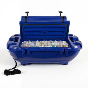 VEVOR Floating Cooler, 40 QT Floating Ice Chest with Dry Storage & Tow Rope, Premium LLDPE Amphibious Drink Cooler for Water & Land, Smooth Stable Cruiser on Lake, River, Pool, Beach, Kayak, Deep Blu