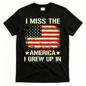 100%  I Miss The America I Grew Up In Vintage US Flag T-Shirt - Distressed Patriotic Graphic Tee For Men & Women, Ideal Gift For 4th Of July, Patriot Day & Casual Outfits PLK0175 Golf Gift T-Shirt For Men And Women