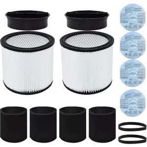 Filter Replacement for Shop Vac 90304 90350 90333 90137 9030400 Vacuum Cleaner and 90585  Sleeve Filter 5 Gallon and Large Wet & Dry Filter with Retaining Band,14 Pcs