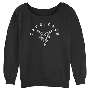 Junior's Women Lost Gods Zodiac Capricorn Line Symbol Sweatshirt