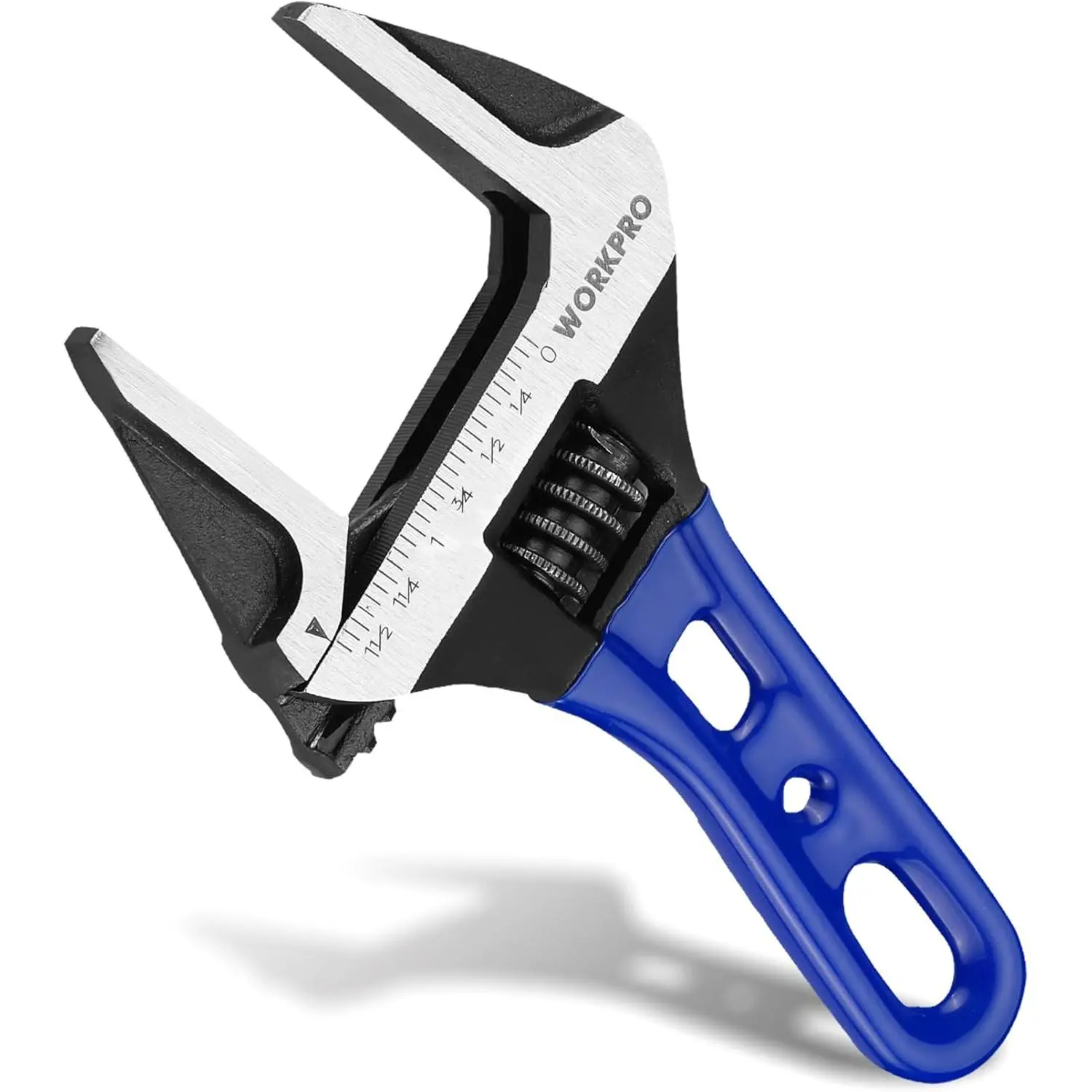 6-Inch Stubby Adjustable Wrench, 1.5-Inch Extra Wide Jaw Opening Wrench, Metric/SAE Scales, Cr-V Steel, Ideal for Work in Confined Spaces
