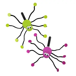 8" x 7 1/2" Halloween Green & Purple Spider Puppet Craft Kit - Makes 12