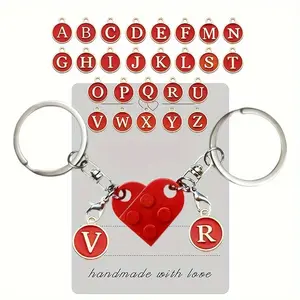28pcs Heart-Shaped Building Block Keychains for Men/Detachable Heart Keychain for Boyfriend/Perfect Valentine's Gifts Love Keychain Set