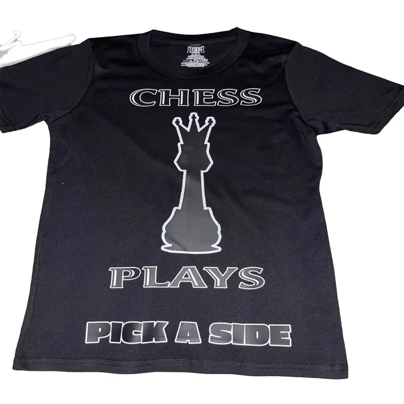 Chessplays Pick a Side King Shirt - Black Short Sleeve with Chess Design and White Text