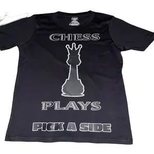 Chessplays Pick a Side King Shirt - Black Short Sleeve with Chess Design and White Text
