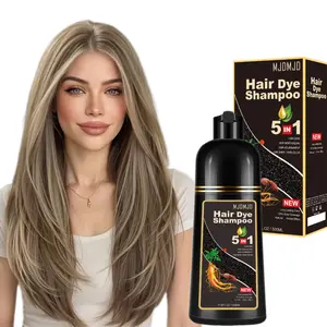 Light Brown 5-in-1 Hair Dye Shampoo – Unisex Natural Herbal Formula, Semi-Permanent Gray Coverage, Long-Lasting Vibrant Color for 3–4 Weeks, Easy At-Home Application, 500ml (Includes Complimentary Argan Hair Mask Samples)