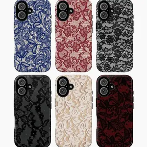 Elegant Lace Pattern Phone Case Collection – Classic & Chic Aesthetic For iPhone 13 14pro 16promax 17promax Durable Polycarbonate Shell With TPU Lining Impact Resistant 2 Piece Protection Glossy Finish Supports Qi Wireless Charging