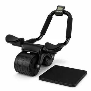 Elbow Support Rebound Roller Wheel, Abs Workout Equipment with Knee Mat & Timer, Abs Exercise Roller for Women Men
