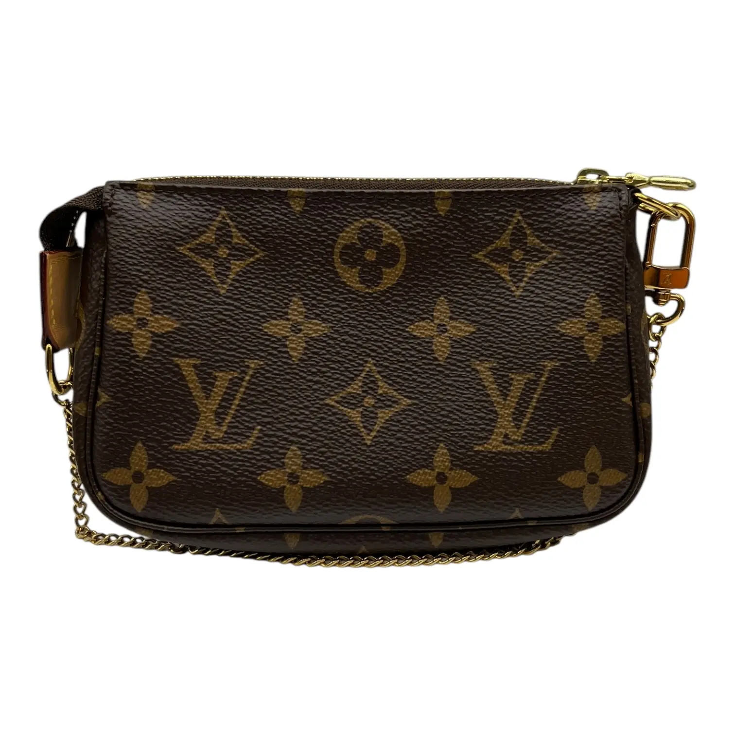 Pre-owned Louis Vuitton Coated Canvas Small Leather Goods MINI POCHETTE MONOGRAM WRISTLET