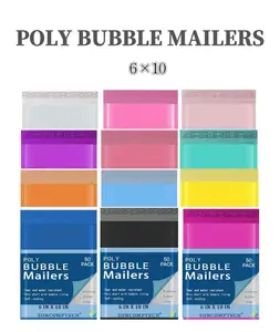 50 Count - 6 x 10 inch Poly Bubble Mailers, Self Seal Waterproof Mailing Envelopes, Padded Shipping Envelopes (Usable 6 x 9 inch)