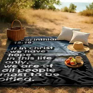 1 piece In 1 Corinthians 15:19, the hope in Christ and the meaning of life. themed flannel blanket - Super soft flannel blanket, suitable for beds and sofas, all-season use, modern design, digitally printed pattern, 100% polyester material, machine