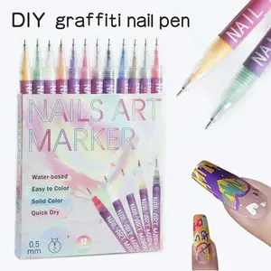 Nail Art Pen Set, 12 Colors Quick Dry Waterproof Nail Polish, DIY Manicure Design Drawing Markers, Perfect Women's Gift