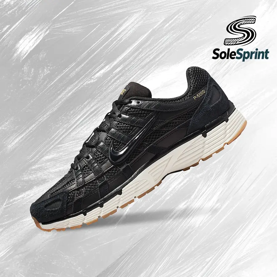 Nike P-6000 SE Black Metallic Gold Gum Men's Lifestyle Sneakers - Male Shoe with Breathable Mesh, Metallic Accents, Lightweight Shock-Absorption, Standard Sizes - Gym & Run, Street Casual Wear - Back to School - HF0015 001, Everyday Fit