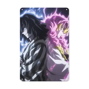 1pc Slayer Anime Vintage   Tin Sign - 2D Flat Poster With Dynamic Character Artwork, 12x8 Inches, Perfect For Home, Office, Or Cafe Decor, Durable & Weather-Resistant Premium  , Vintage Tin Sign, 2D F
