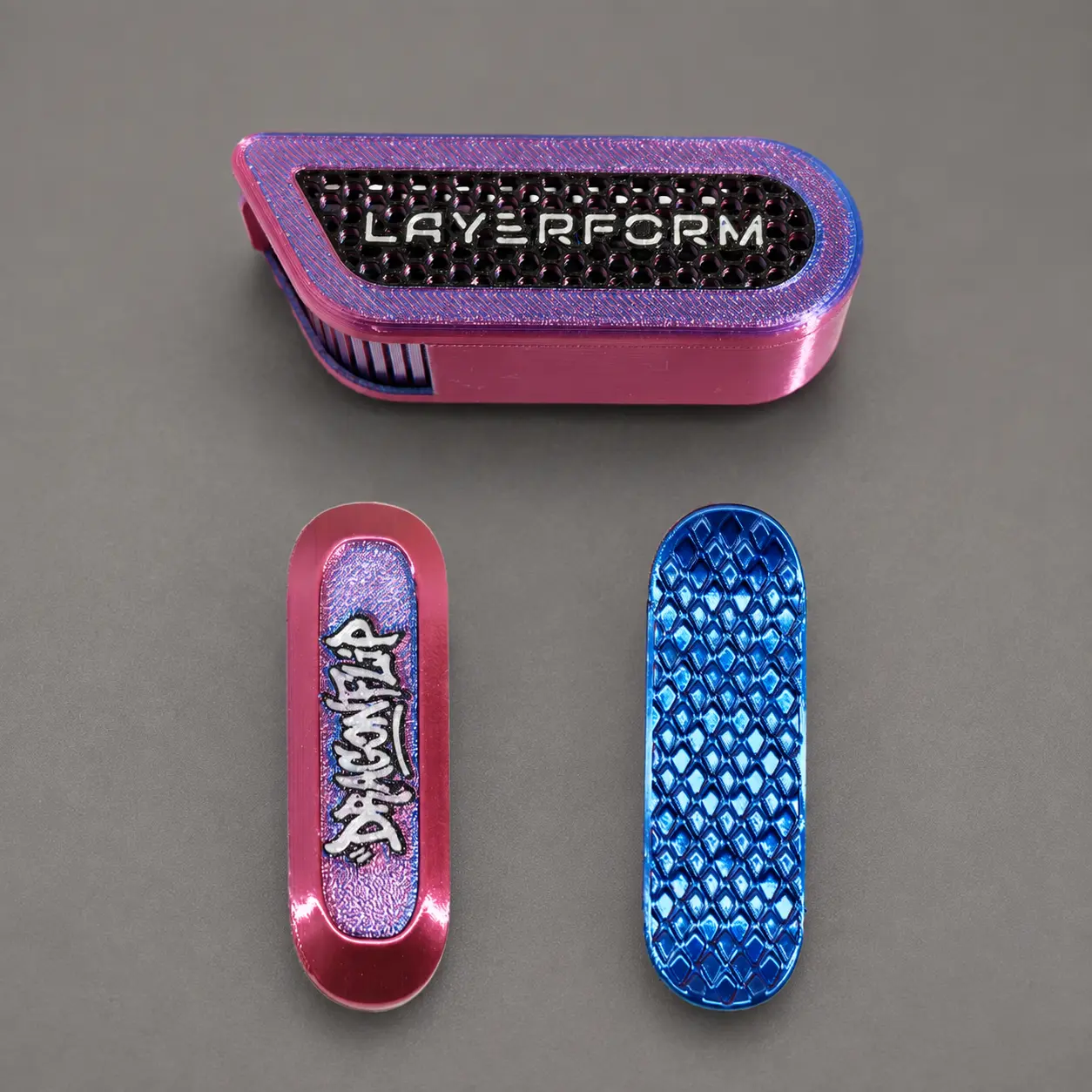 Layerform Magnetic Finger Skateboard Set - 3D-Printed Trick Board with Mini Storage Crate, EDC Fidget Toy, Ideal Holiday/Birthday Gift for Fingerboard Enthusiasts (TikTok-Trending Desk Stress Relief Toy)