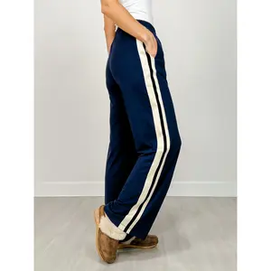 Butter Soft Side Contrast Straight Pant in Navy