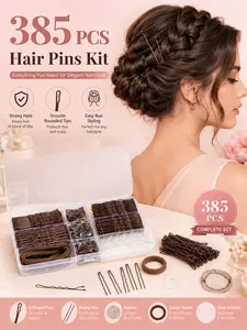 385PCS Bobby Pins Hair Pins Kit with Storage Box,  Non-Slip Metal Pins Hair Accessory Gifts  Invisible Waves Pain Free Hair Clips,Women’s Hair Clips, Everyday Hair Clip, Strong Hold Hair Clip,Quick & Easy Hair Styles, for Daily Styling and Updos