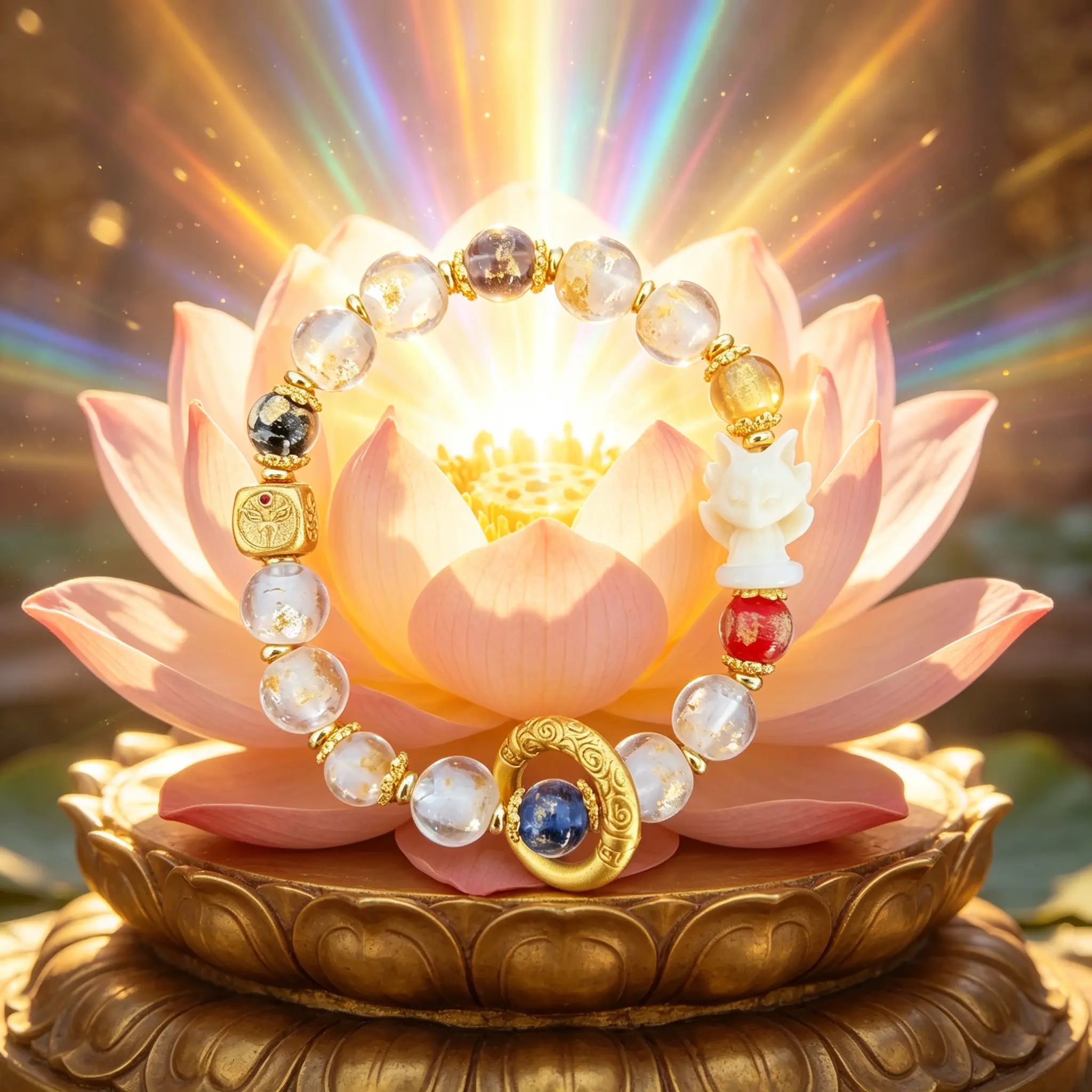 Light Luxury Gold Foil Crystal Decor Bracelet