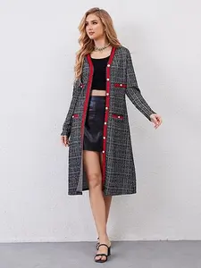 M.Infisavo Long Cardigans for Women Lightweight Tweed Jardigan Jacket with Pockets