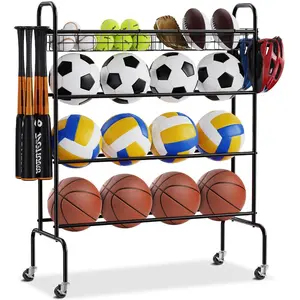 VEVOR Basketball Rack, 4-Layers Rolling Basketball Shooting Training Stand, Sports Equipment Storage Organizer with Wheels, Hooks and Baskets, Garage Ball Storage Holder for Football Soccer VolleyballVEVOR Super Brand Day