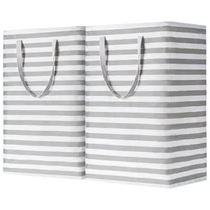 Large Laundry Basket 2-Pack Waterproof Freestanding Collapsible Clothes Basket 75L in Laundry Room Bathroom Bedroom Dorm