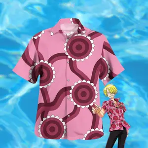 Sanji Skypiea Pink Floral Button-Up Shirt Cosplay Outfit, Summer Outfit 2026 #tiktokfashion #aloha #summer #hawaiian