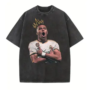 Kylian Mbappé Real Madrid Vintage Washed Oversized T-Shirt, Black Soccer Streetwear Tee, "King Mbappé" Football Graphic Top for Men Women, Soccer Fan Gift & Casual Sports Apparel
