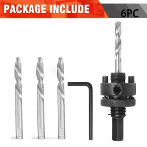 Metal Hole Saw Arbor Hex Handle, Advanced Guide Drill Bit Set, Fits 3/4 to 6 Inch Dual Metal Hole Saws, Includes Hss Center Bits
