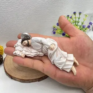 Home Holiday Sleeping Jesus Religious Statue Ornament, Weathered Effect, Indoor Room Bookshelf Prayer Room Decor, Balcony Office Desktop Decoration, Gift