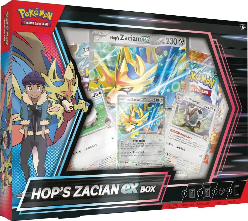 Hop's Zacian ex Box - 4 Booster Packs (Journey Together & Destined Rivals)