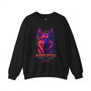 Women's Intercepted Sweatshirt Bold GSD Crewneck German Shepherd Lover Gift Fitted Long Sleeve Casual Medium Length Slogan Graphic Knit Cotton Polyester Ribbed Collar Elastic Everyday Wear