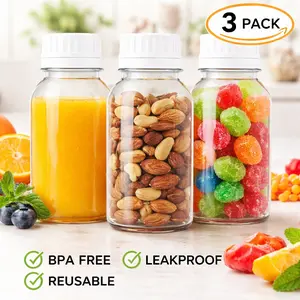 3 Pcs 12 oz Juice Bottles – Plastic Milk Bottles Bulk Beverage Containers with Tamper Evident Caps Lids, White Reusable Drink Bottles for Milk, Juice, Smoothies & Other Beverages