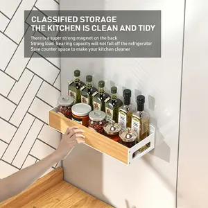 Kitchen Carbon Steel Shelf, Wall-Mounted Hanging Spice Rack, No Drilling Required, Multi-Functional Home Organizer, Space-Saving Storage Solution