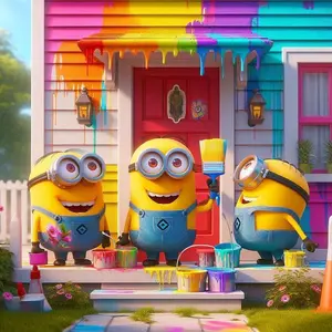 5D DIY Full Drill Round Diamond Painting - Diamond Art Kit Minion Graffiti Mosaic, Canvas - DIY Decorative Painting, Home Wall Decor, Suitable for Halloween and Christmas, Birthday and Anniversary Gifts