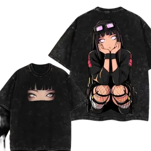 Hinata NARUTO Vintage Unisex Oversize Anime Manga Washed Cotton T-shirt, Graphic Tee, Anime Lover, Anime Merch Fan, Outfits Men, Boys Merch