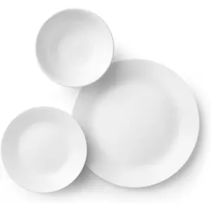 18-Piece Service for 6 Dinnerware Set, Triple Layer Glass and Chip Resistant, Lightweight Round Plates and Bowls Set, Winter Frost White Cutlery Tableware charcuterie board