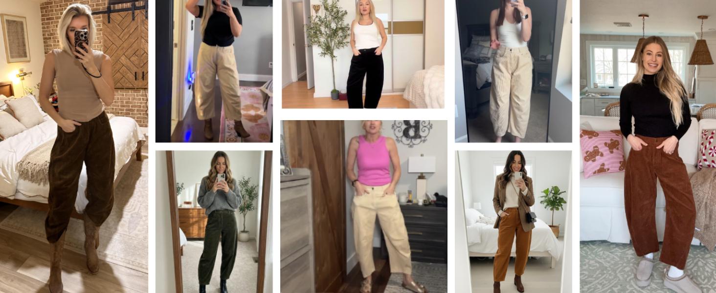 Molitree Women's Mid Rise Cord Barrel Jeans FallFreshness Casual Wide Leg Corduroy Cropped Ankle Pants with Pockets Molitree Women's Mid Rise Cord Barrel Jeans FallFreshness Casual Wide Leg Corduroy Cropped Ankle Pants with Pockets