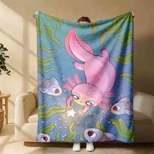 Cartoon Hexagon Dinosaur Blanket, Lightweight Flannel, Soft and Breathable, Suitable for Spring Summer, Bedroom Decor