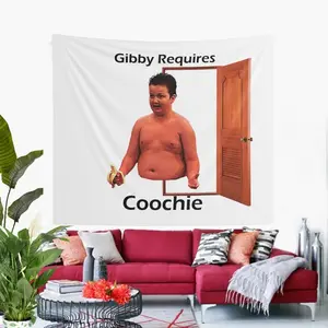 Gibby Requires Coochie Wall Tapestry , Hostel Dorm Decor, Funny Gibby Meme Flag, Gibby Meme Wall Hanging Gift Idea, Gibby Fans, Gibby Party/room decor